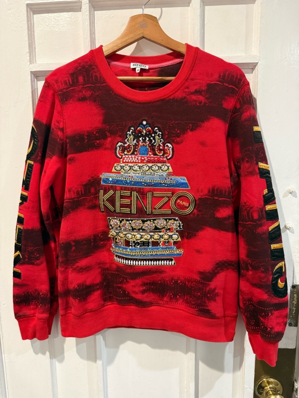 Kenzo Red Embroidered Crest Crewneck Sweatshirt